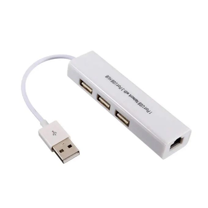 Adaptateur USB vers Ethernet Rj45 avec 3ports USB, HUB 2.0