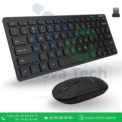 Combo Clavier Souris Sans Fil 2,4Ghz avec dongle