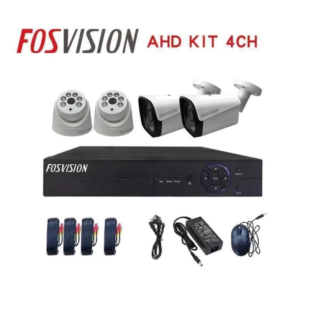 FOSVISION Kit 4 caméras de surveillance 2MP AHD