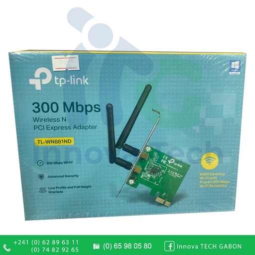 [A0368] TP-LINK Carte Réseau PCI Express 300Mbps TL-WN881ND