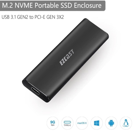 [A0064] EZCast Boîtier de disque dur SSD portable M.2, USB 3.1 vers PCI-e