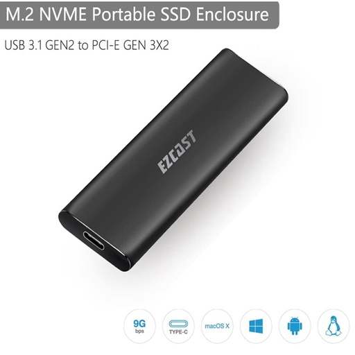 [ITG240202] EZCast Boîtier de disque dur SSD portable M.2, USB 3.1 vers PCI-e