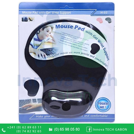 [A0442] Tapis Souris Avec Support Poignée en Gel Confortable Couleur Noir