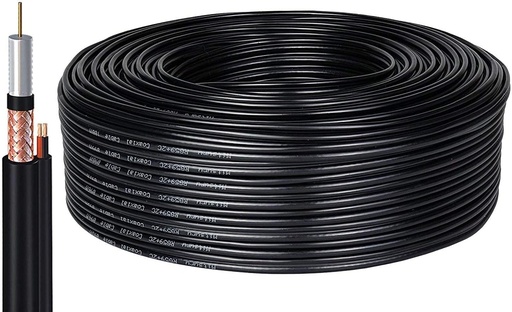 100m Cable Vidéo Coaxial 2-en-1 Alimentation BNC pour Caméra de Surveillance de Sécurité 
